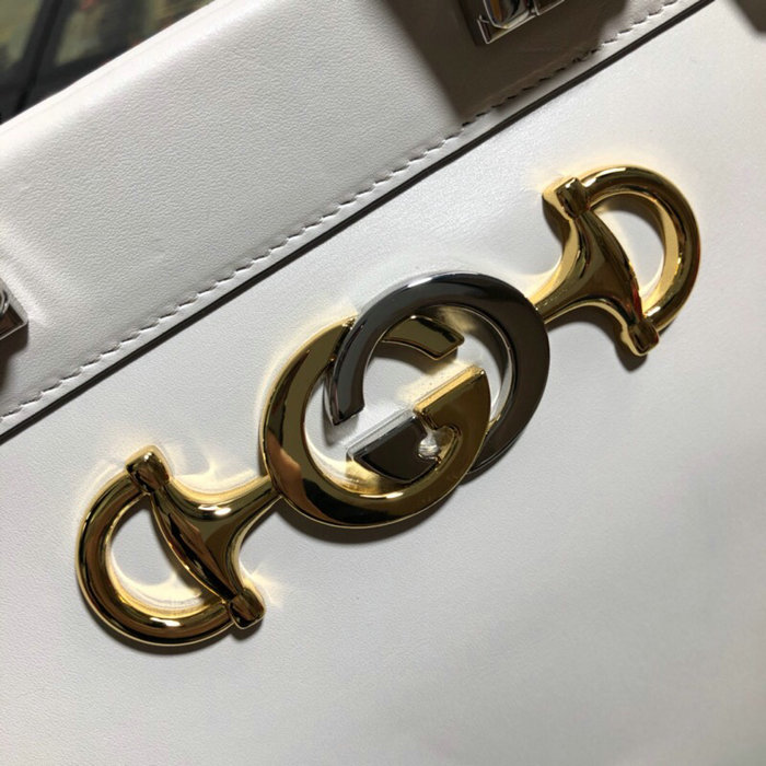 Gucci Zumi Smooth Leather Small Top Handle Bag White 569712