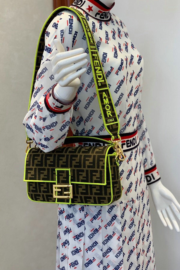 Fendi Roma Amor Fabric Baguette Bag F09772