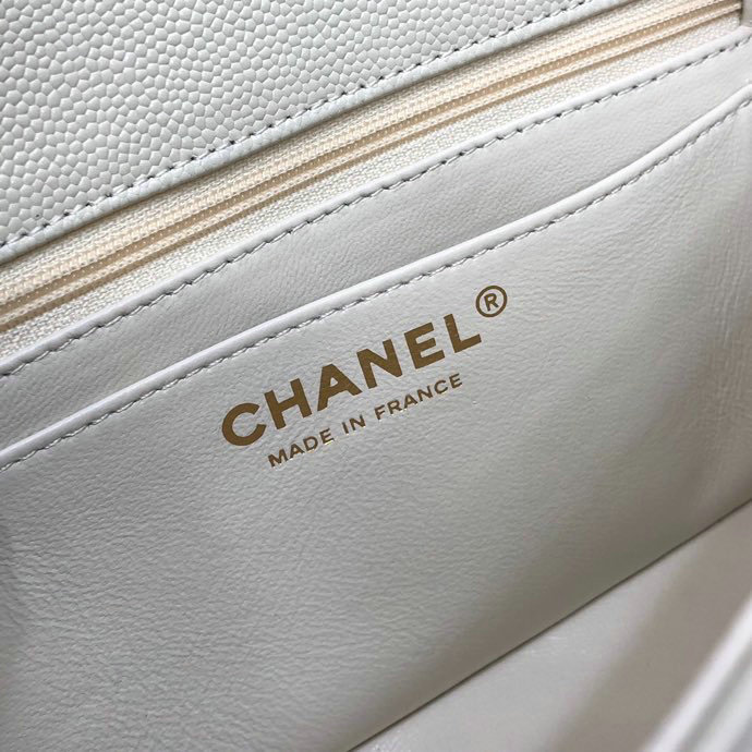 Classic Chanel Grain Calfskin Small Flap Bag White CF1116