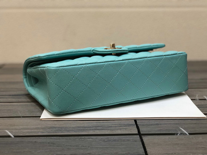 Classic Chanel Grained Calfskin Medium Flap Bag Blue CF1112