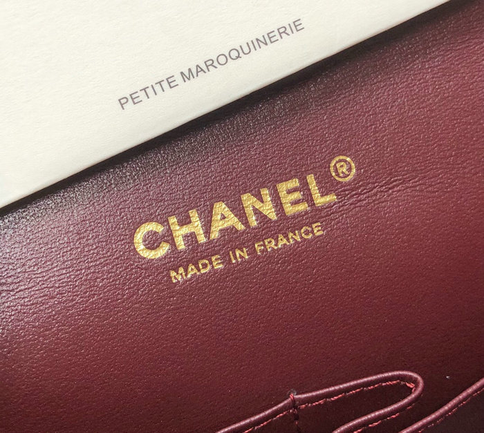 Classic Chanel Grained Calfskin Medium Flap Bag Burgundy CF1112