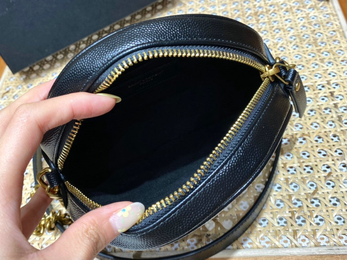 Saint Laurent Vinyle Round Camera Bag Black 610436