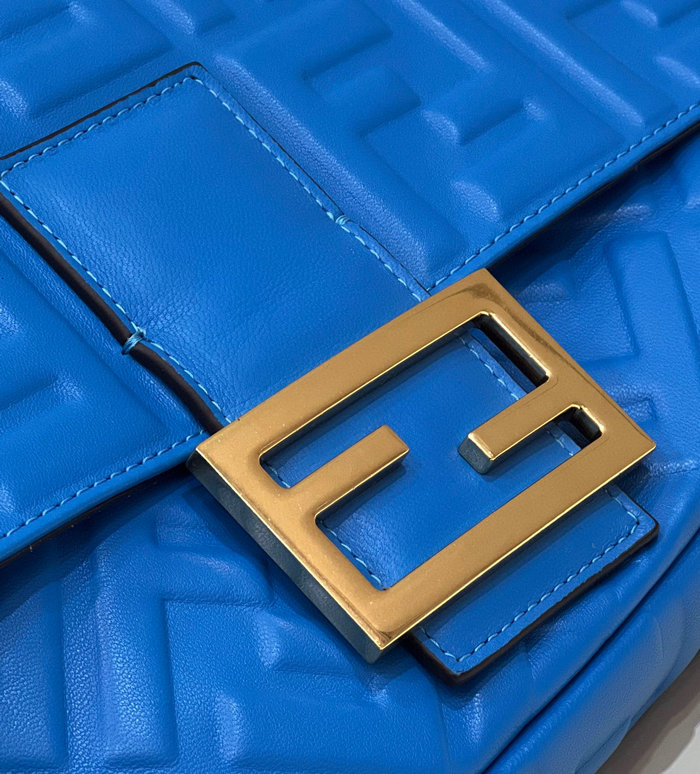 Fendi Baguette Leather Bag Blue F0192