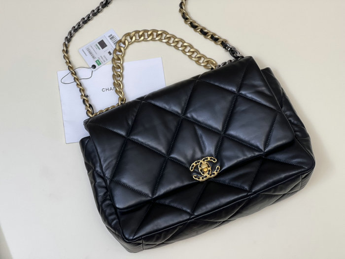 Chanel 19 Lambskin Maxi Flap Bag Black AS1162