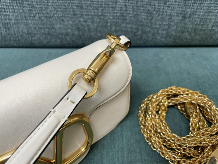 Valentino Loco Small Calfskin Shoulder Bag White V1133S
