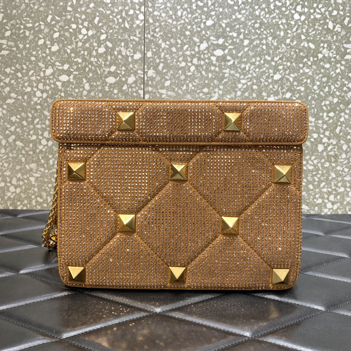 Valentino Medium Rhinestones Roman Stud Bag Yellow V0082