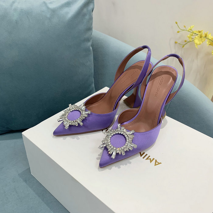Amina Muaddi Satin Begum Slingback Pumps AB08