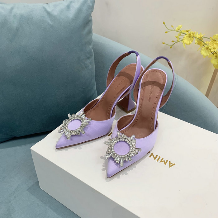 Amina Muaddi Satin Begum Slingback Pumps AB09