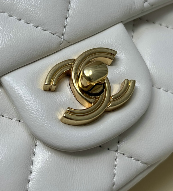 Chanel Small Flap Bag With Top Handle White AS4023