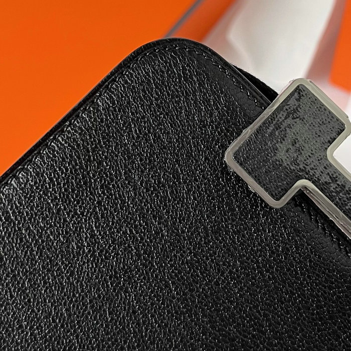 Hermes Geta Chevre Bag Black with Silver HG06211