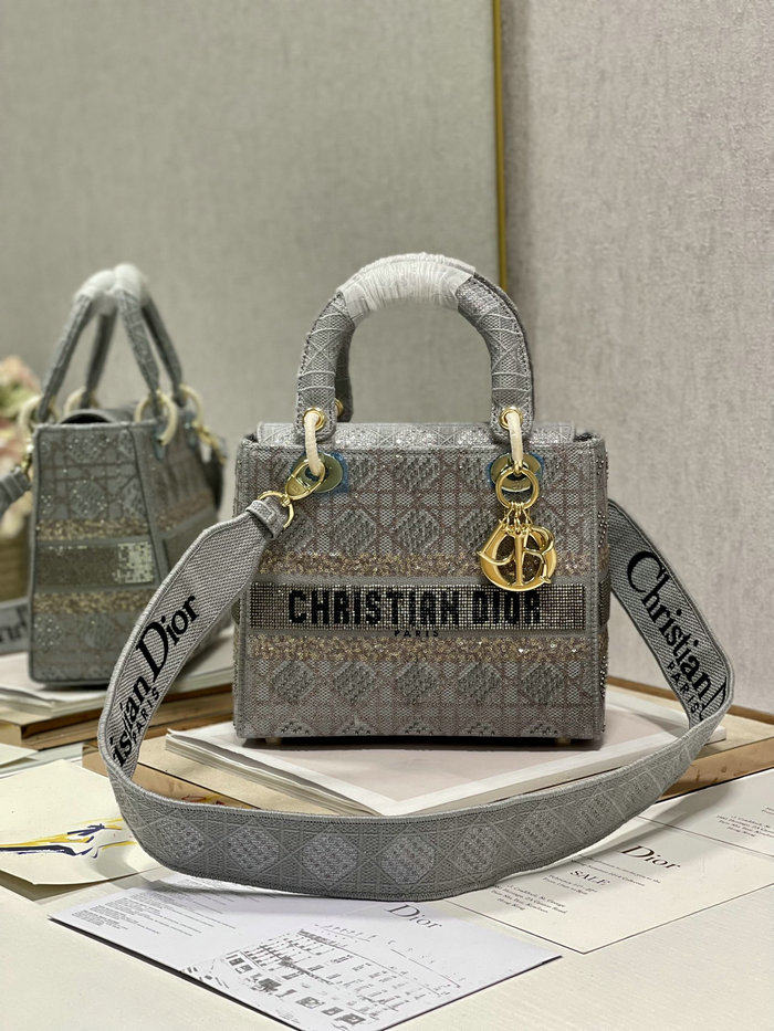 Medium Lady Embroidered Canvas D-lite Bag DM0556