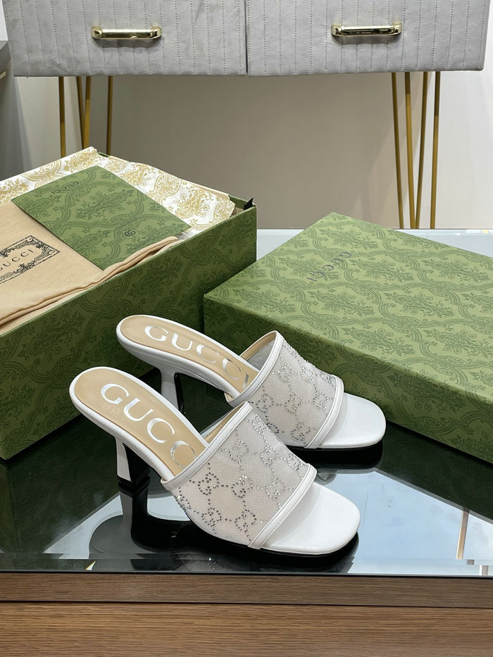 Gucci Mesh Mid-Heel Slide Sandals SNG072604