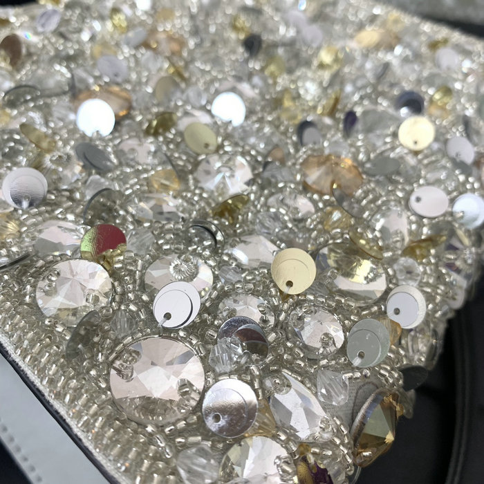 Valentino Mini VSling Handbag With 3D Embroidery Grey V0068