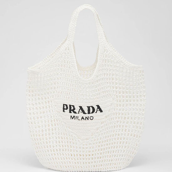 Prada Raffia Crochet tote bag White 1BG424