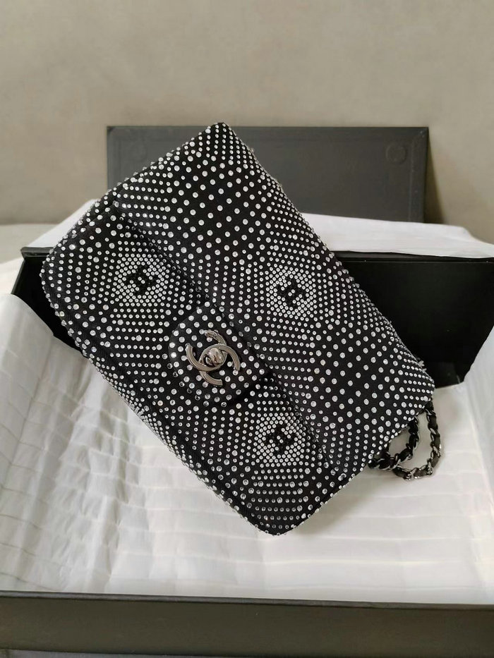 Chanel Small Flap Evening Bag With Crystal Black AS2320