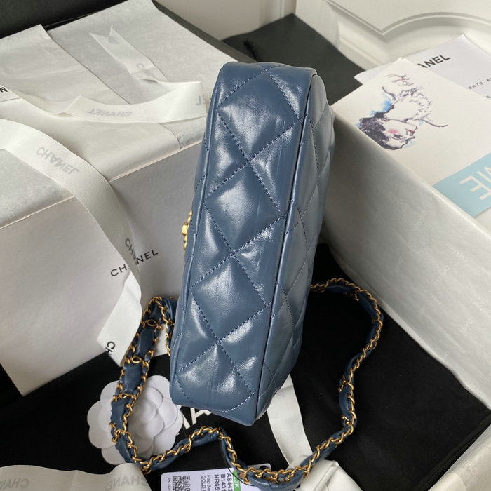 Chanel Shiny Aged Calfskin Shoulder Bag Blue AS4423