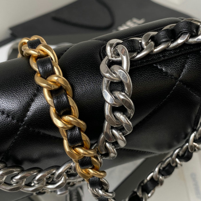 Chanel 19 Wallet On Chain Black with Silver hardware AP3267