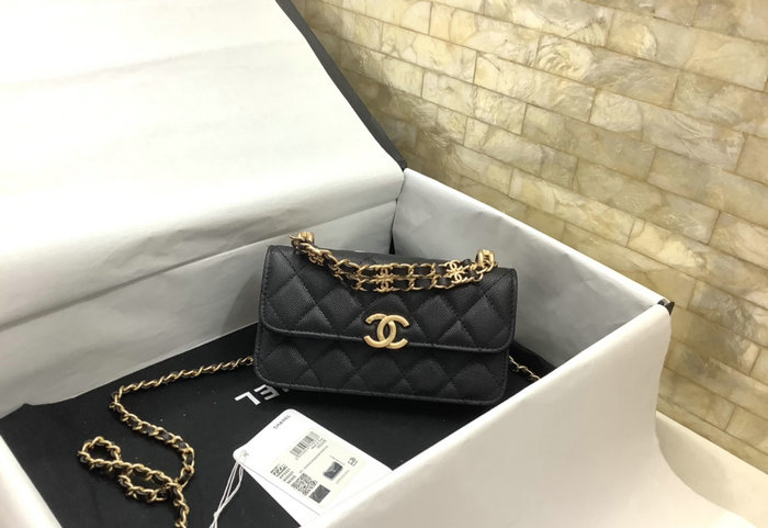 Chanel Grain Calfskin Wallet with Chain AP3021