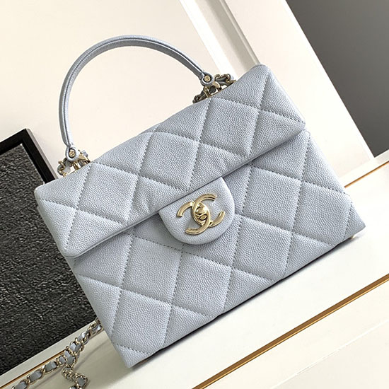 Chanel Grain Calfskin Shoulder Bag Blue AS47111
