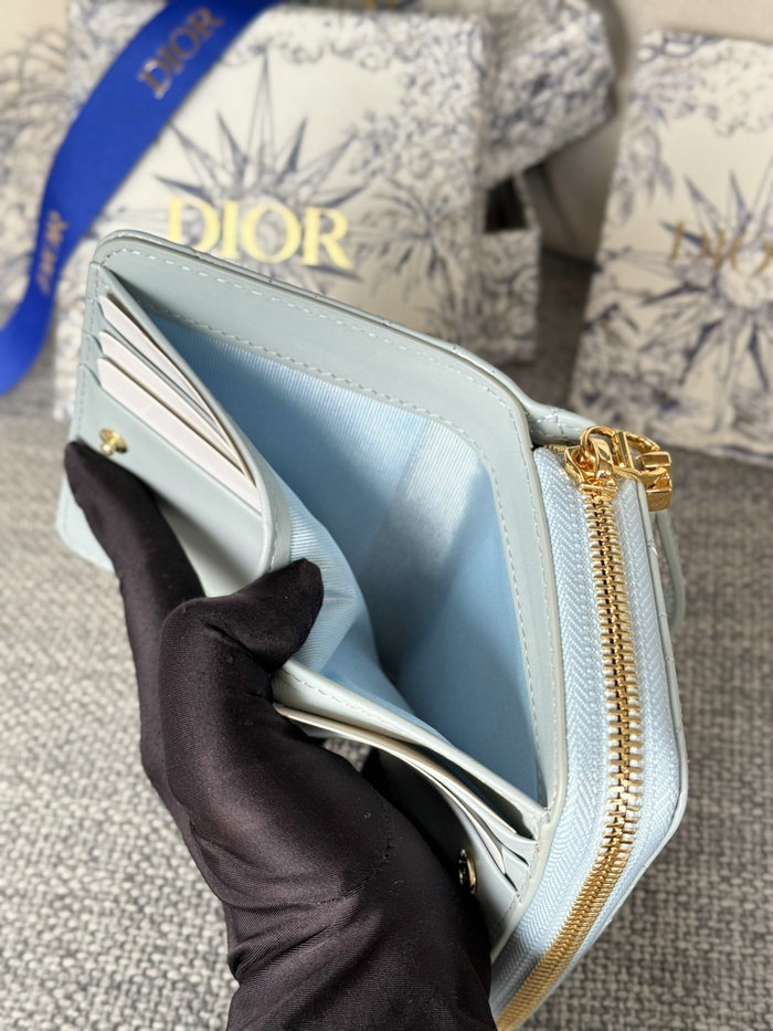 Lady Dior Patent Scarlet Wallet Light Blue S5032