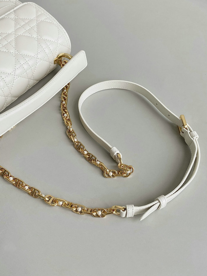Small Dior Jolie Top Handle Bag White D6551