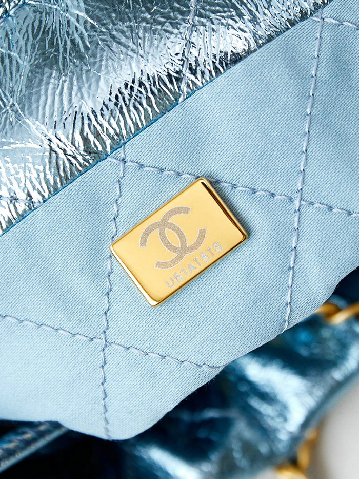 Chanel 22 Mini Handbag AS3980 Metallic Blue