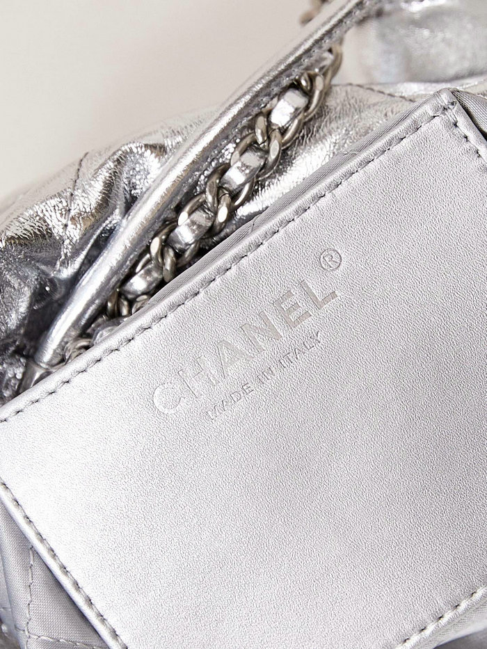 Chanel 22 Mini Handbag AS3980 Metallic Sliver