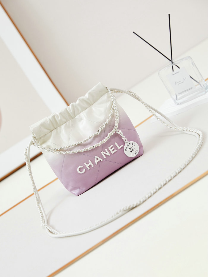 Chanel 22 Mini Handbag AS3980 Purple and White