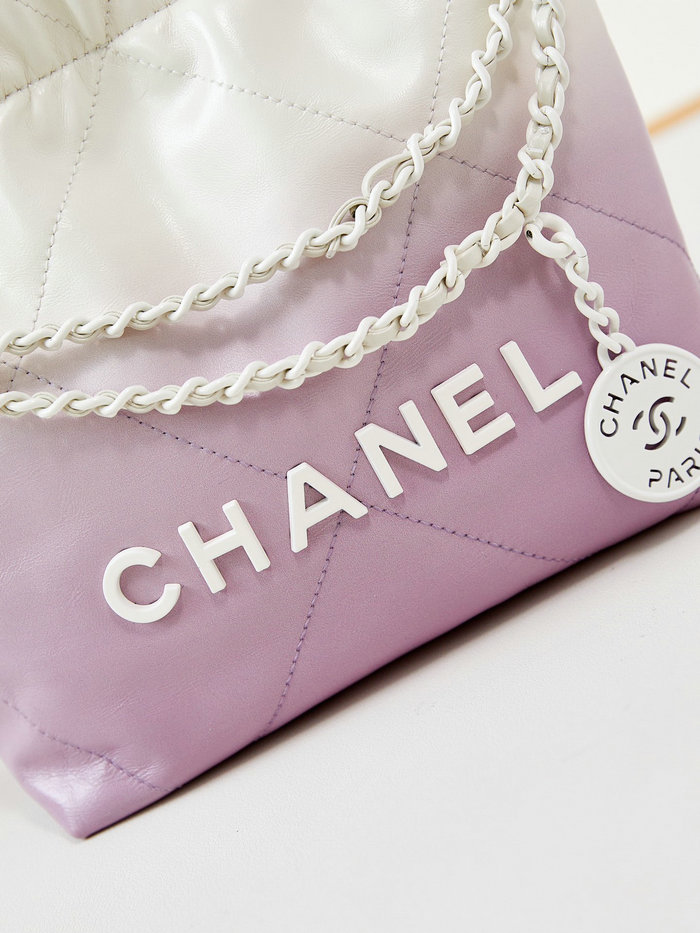 Chanel 22 Mini Handbag AS3980 Purple and White