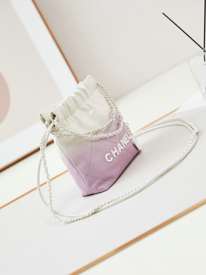 Chanel 22 Mini Handbag AS3980 Purple and White