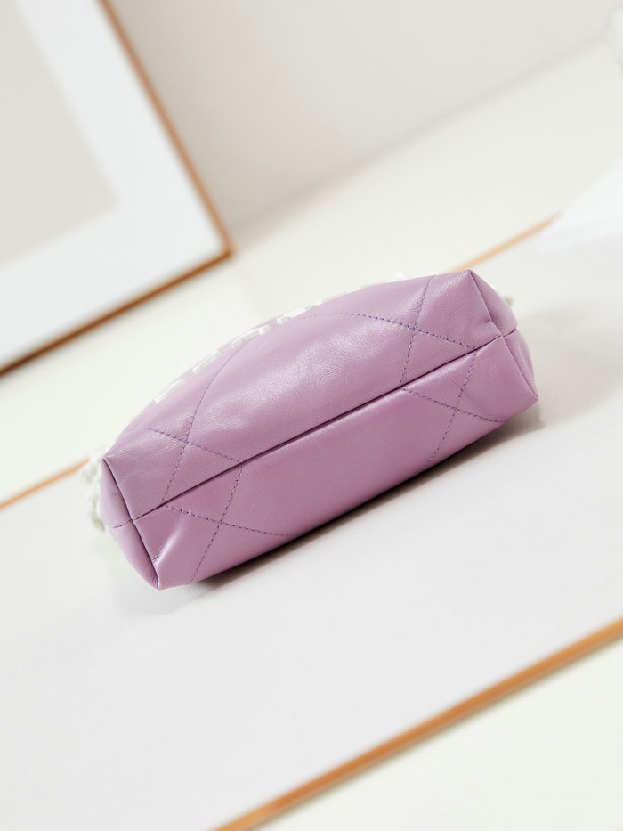 Chanel 22 Mini Handbag AS3980 Purple and White