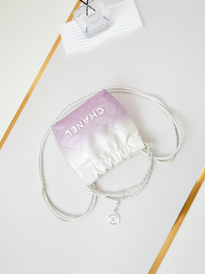 Chanel 22 Mini Handbag AS3980 Purple and White