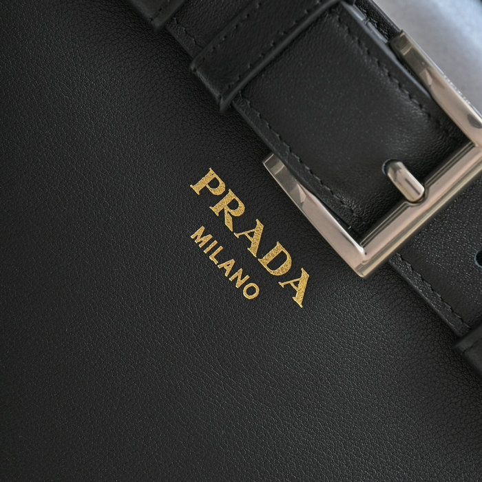 Prada Buckle Small Leather Handbag Black 1BA434