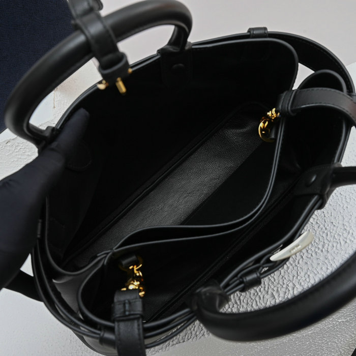 Prada Buckle Small Leather Handbag Black 1BA434