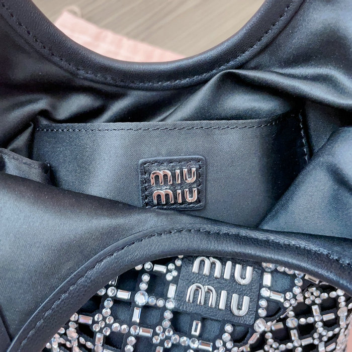 Miu Miu Satin Handbag with Crystals Black 5BA281