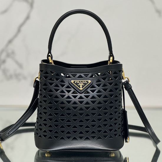 Prada Mini Panier Leather Tote Bag 1BA217 Black