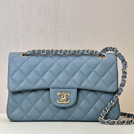 Small Chanel Grained Calfskin Flap Bag A01117 Blue