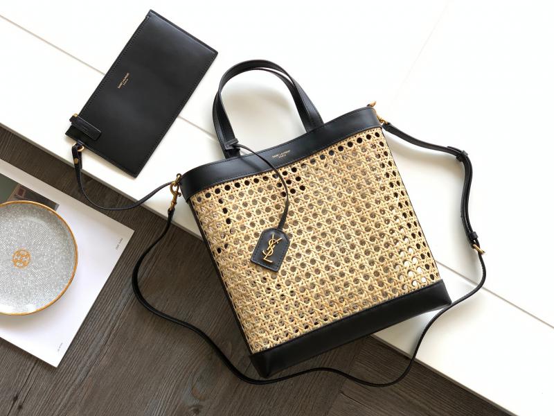 Saint Laurent Toy Woven Shopping Tote Bag 655161 Black