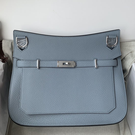 Hermes Taurillon Clemence Jypsiere 28 HJ28 Bleu Lin
