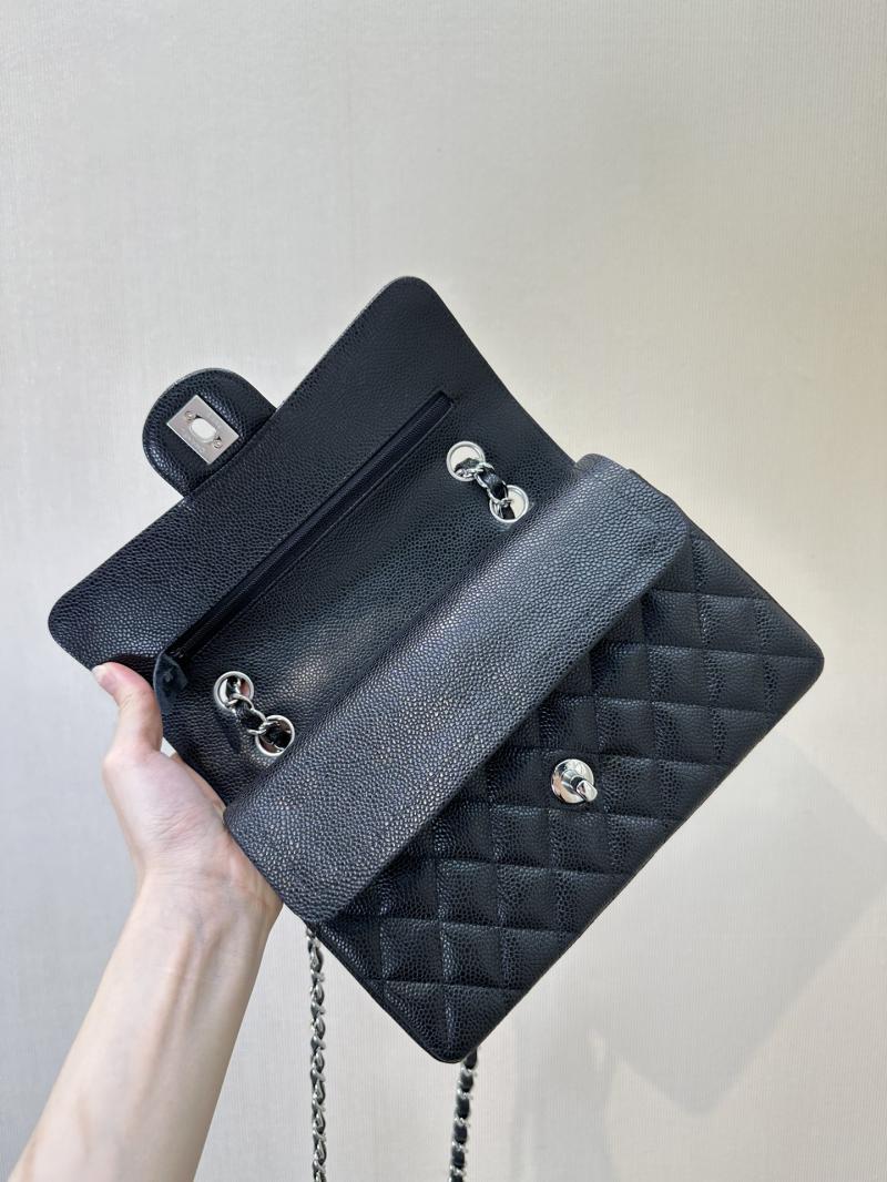 Small Chanel Caviar Flap Bag A01117 Black with Silver