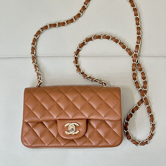 Small Chanel Lambskin Flap Bag A01116 Caramel