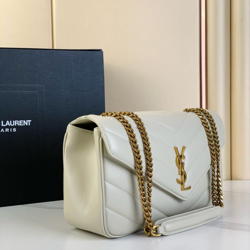 Saint Laurent Lambskin Loulou Medium Bag 801439 White