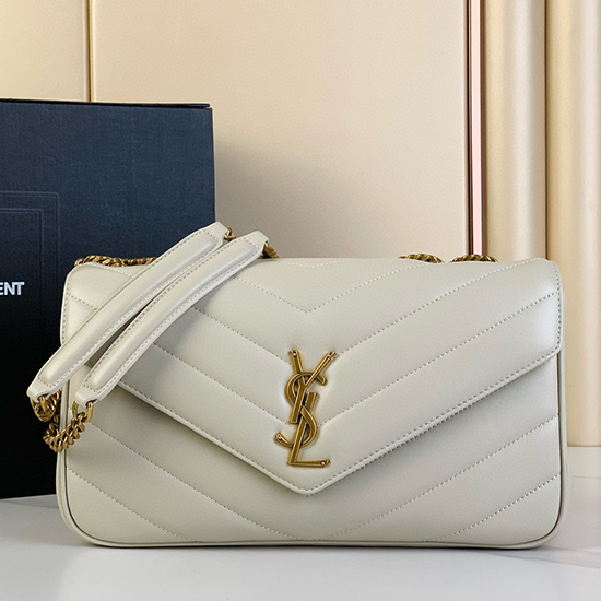 Saint Laurent Lambskin Loulou Medium Bag 801439 White