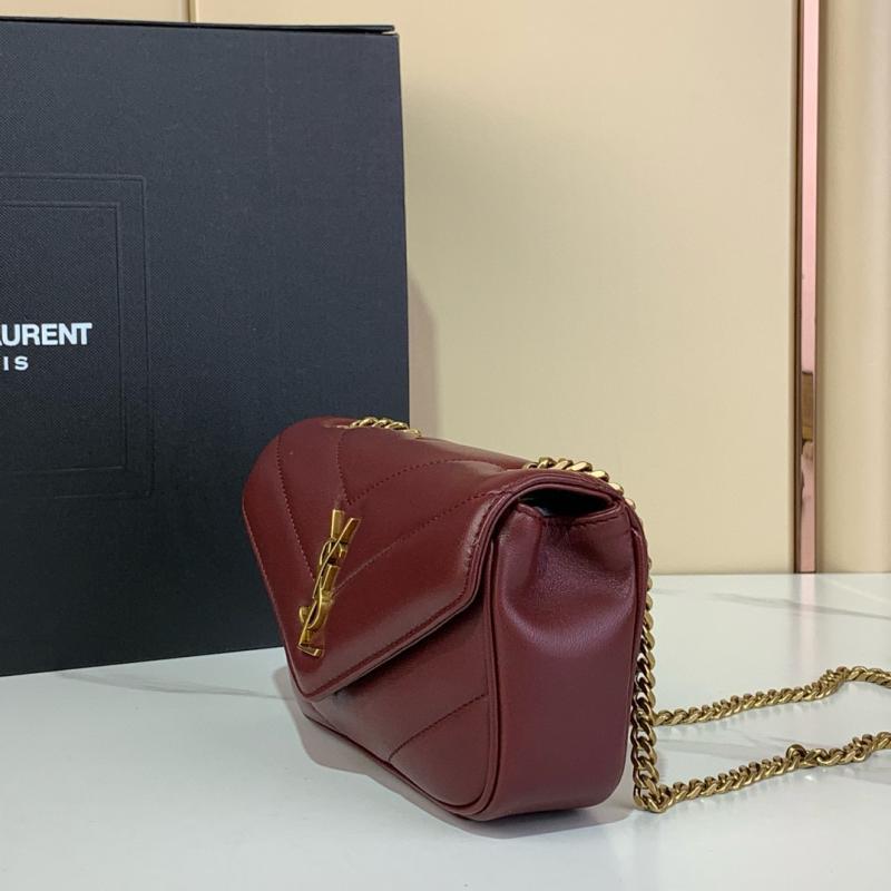 Saint Laurent Lambskin Loulou Mini Bag Black 821749 Burgundy