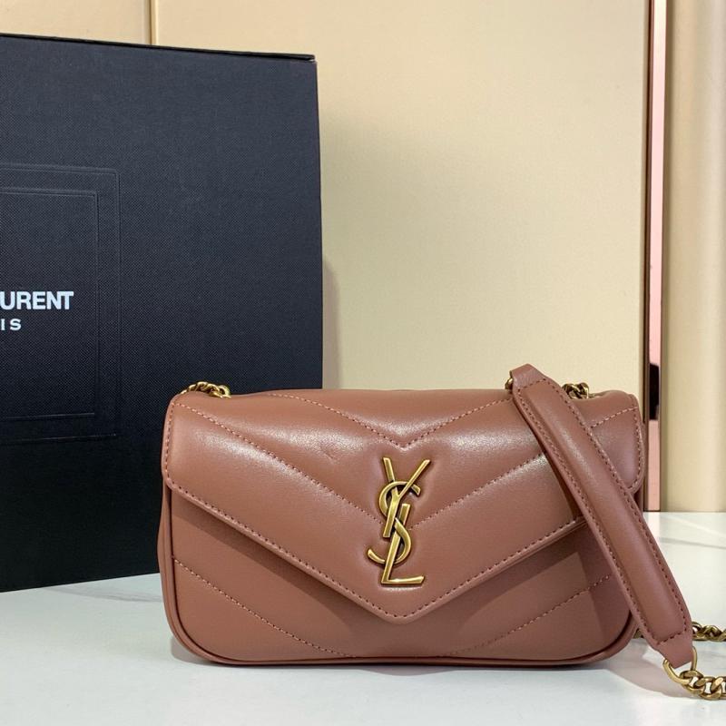 Saint Laurent Lambskin Loulou Mini Bag Black 821749 Pink