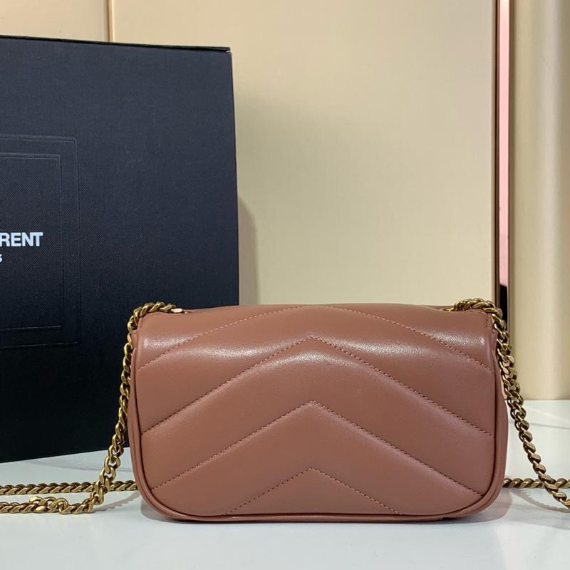 Saint Laurent Lambskin Loulou Mini Bag Black 821749 Pink