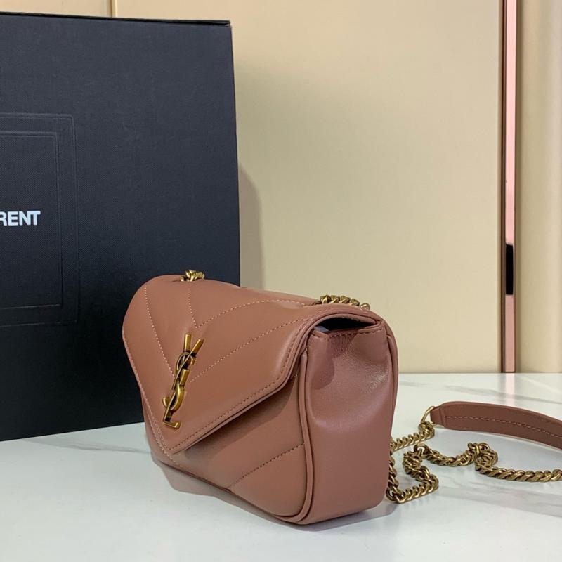Saint Laurent Lambskin Loulou Mini Bag Black 821749 Pink