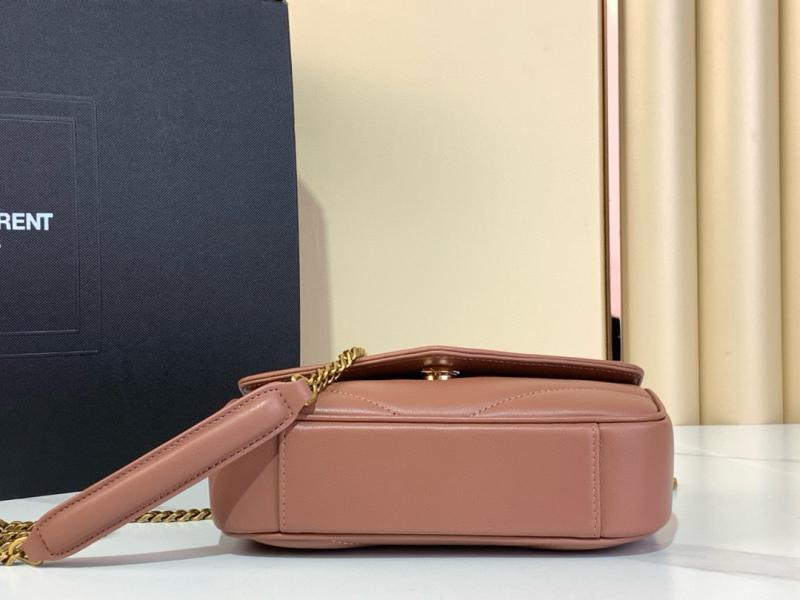 Saint Laurent Lambskin Loulou Mini Bag Black 821749 Pink