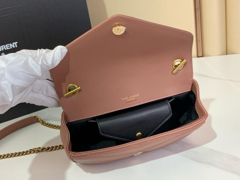 Saint Laurent Lambskin Loulou Mini Bag Black 821749 Pink