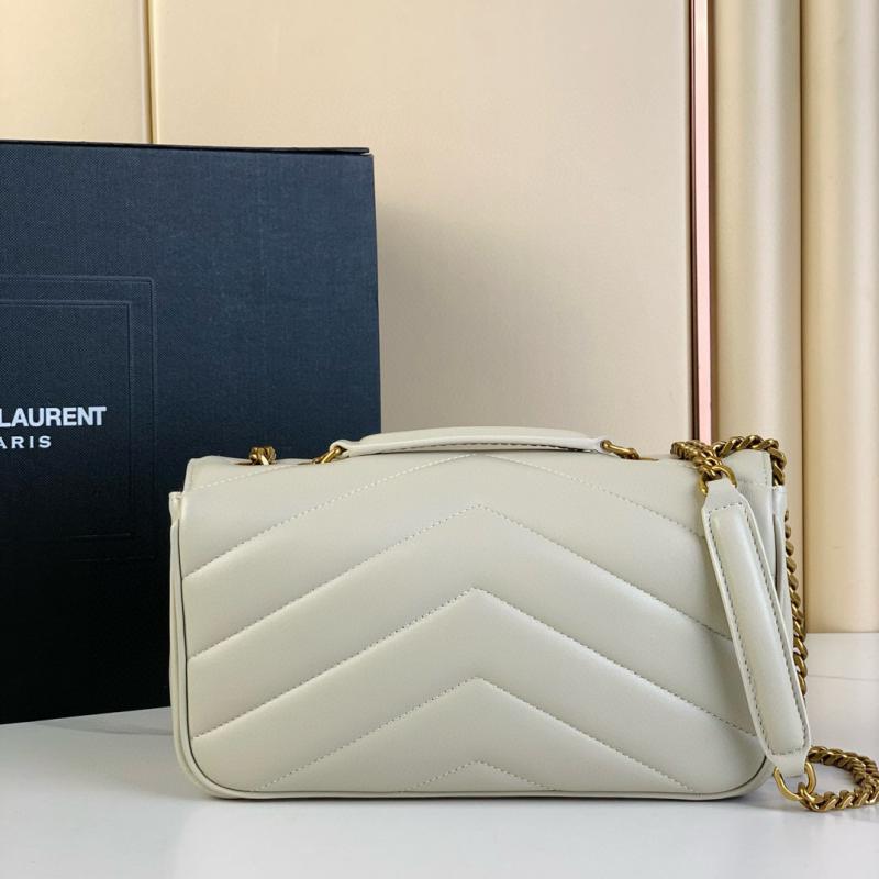 Saint Laurent Lambskin Loulou Small Bag Black 801437 White